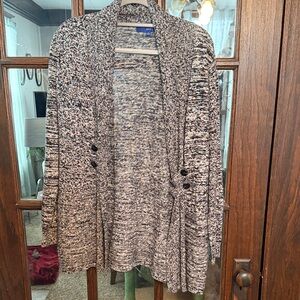 Apt. 9 Black and White Knit Cardigan Office Classic Size Large